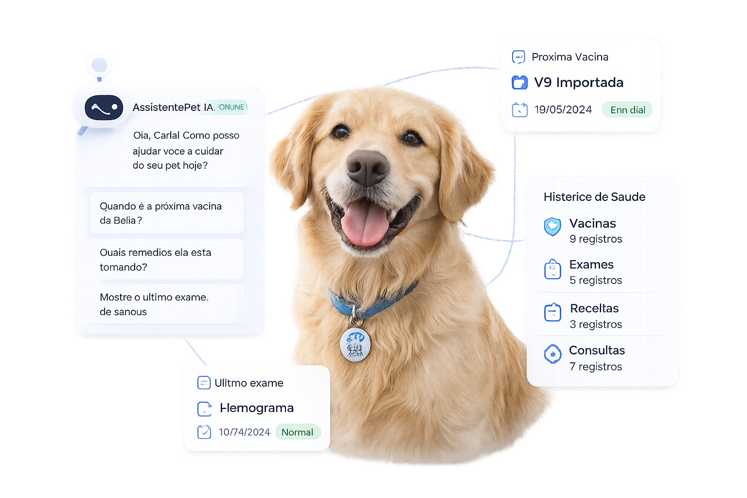 AssistentePet - Golden Retriever com interface