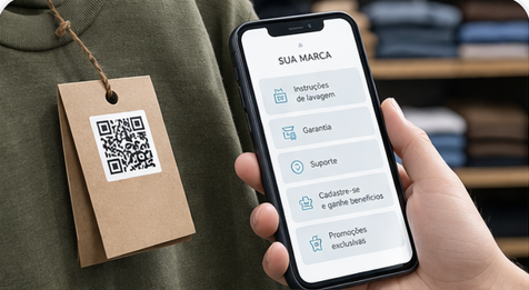 Produto com etiqueta QR Code