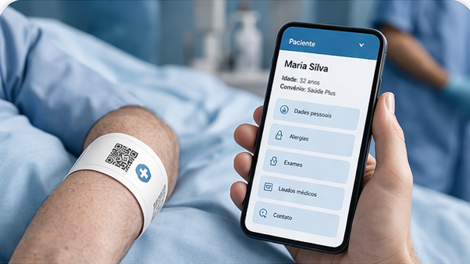 Paciente com pulseira QR Code