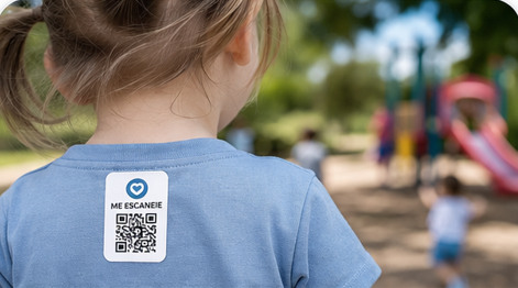 Criança com QR Code para identificação